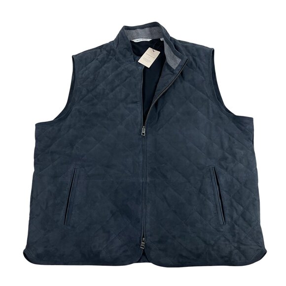 Peter Millar Crown Essex Suede Vest Quilted Jacket Mens XXL Galaxy Gray NWT - Picture 1 of 11